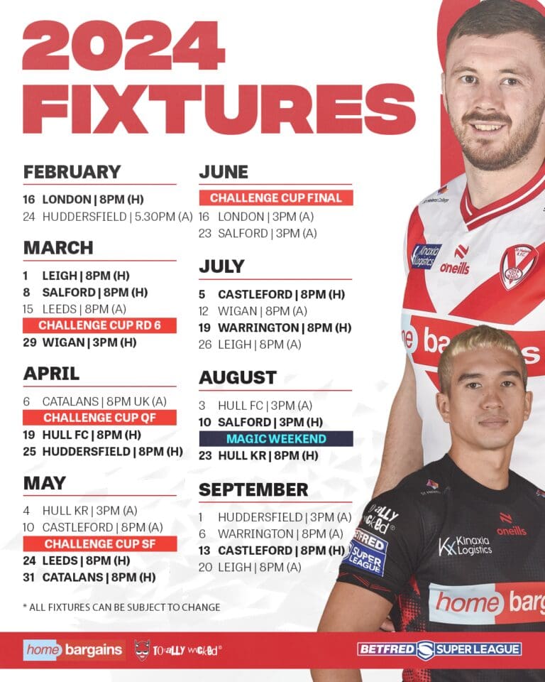 Sync Saints 2024 fixtures to your phone St.Helens R.F.C.